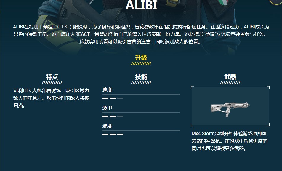 《彩虹六号：异种》ALIBI干员介绍