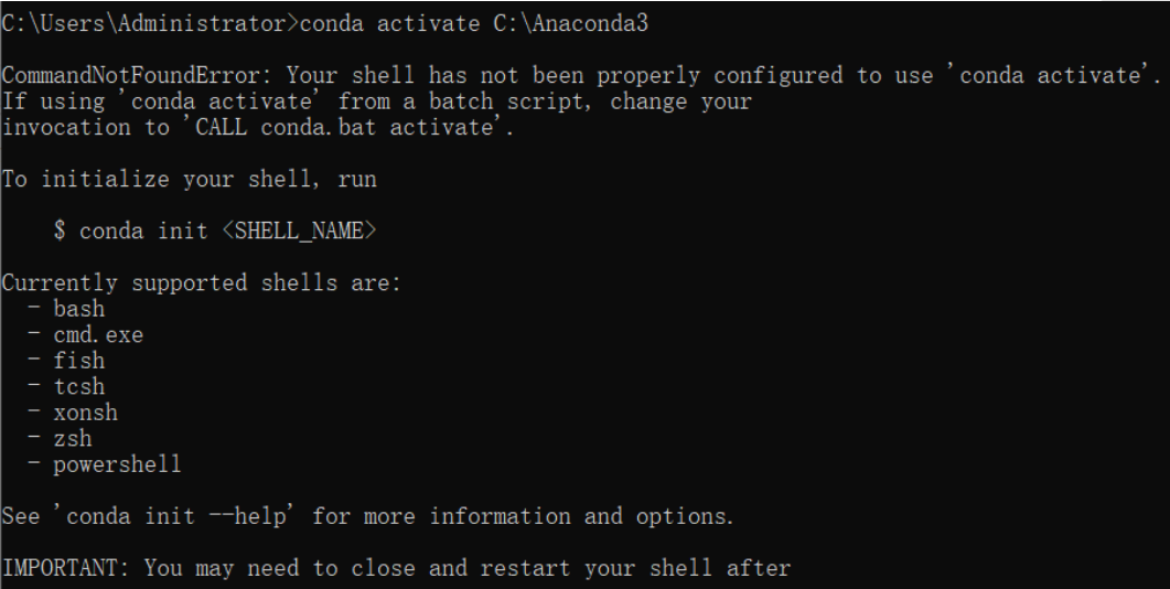 Win10系统中使用anaconda的conda activate激活环境时报错应该怎么解决？