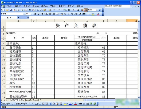 资产负债表表格 免费版软件截图（1）