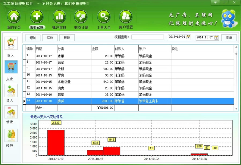 笨笨家庭理财软件 2016软件截图（5）