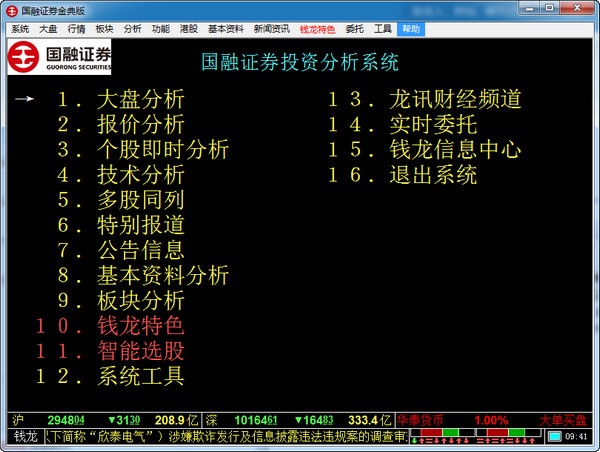 国融证券钱龙金典版 8.00软件截图（1）