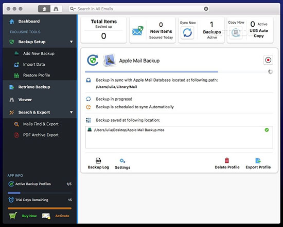 Mail Backup X For Mac 1.35软件截图（1）