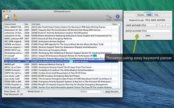 PDF Paper Renamer For Mac 1.53软件截图（2）