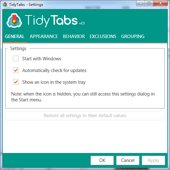 TidyTabs 1.11软件截图（1）