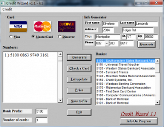 visa卡号生成器 1.0软件截图（1）
