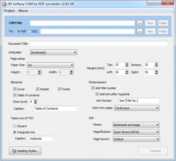 Softany CHM to PDF converter软件截图（1）