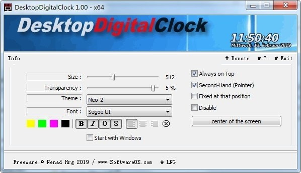 DesktopDigitalClock桌面数字时钟 4.24软件截图（1）