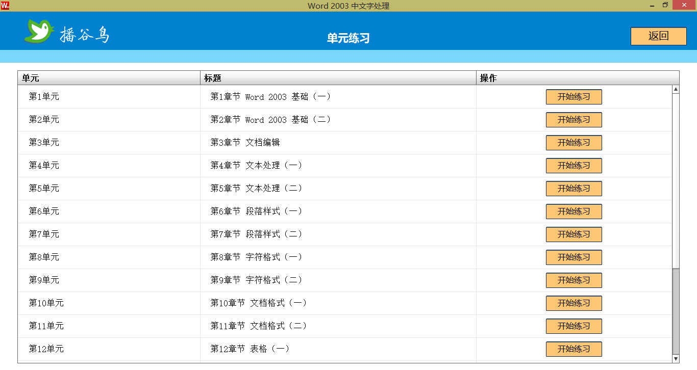 播谷鸟计算机职称考试软件（Word2003模块）软件截图（4）