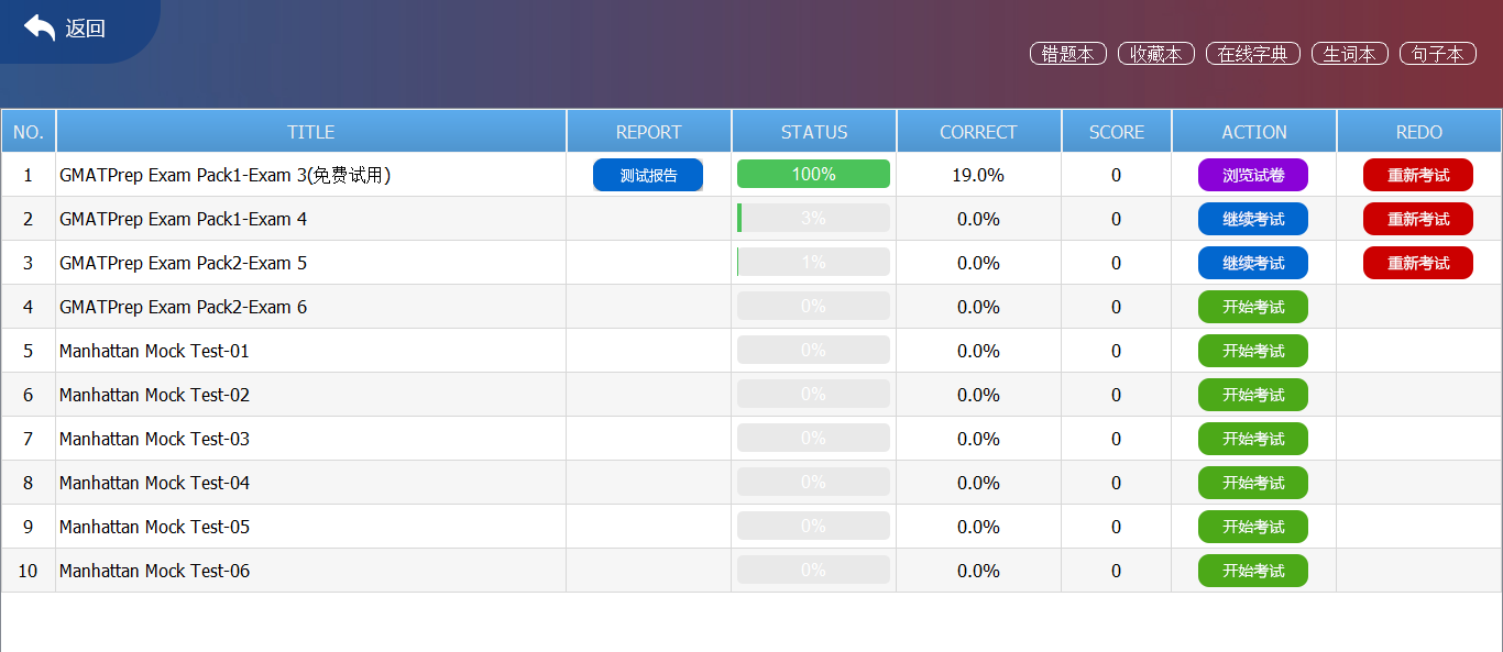 匹克gmat模考软件整合版 1.0.6软件截图（3）