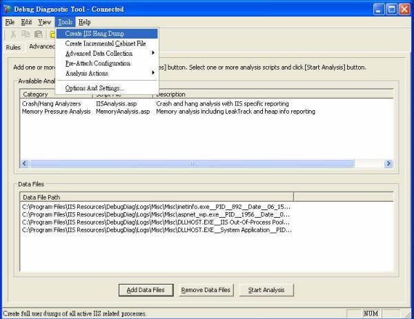 Debug Diagnostics(IIS调试诊断工具） 1.2软件截图（3）