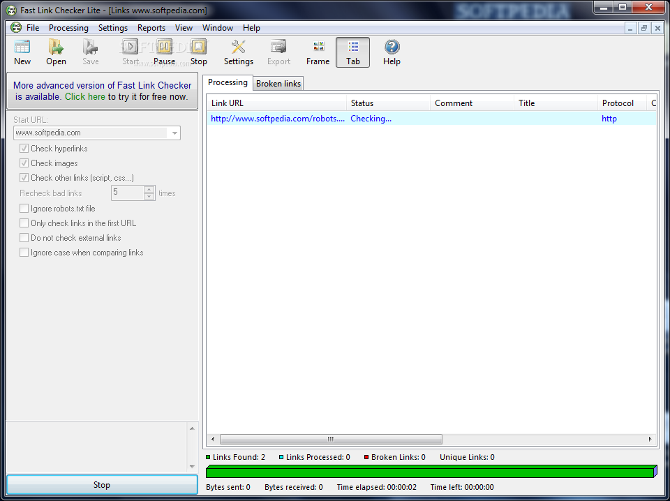 Fast Link Checker Lite 2.2软件截图（1）