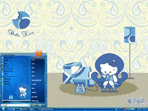 蓝色Kitty猫主题 XP/VISTA/WIN7版软件截图（2）