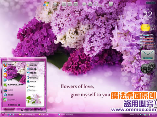 优雅花之爱电脑桌面主题 XP/VISTA/WIN7版软件截图（1）