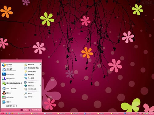 缤纷花朵背景桌面主题 XP版软件截图（1）