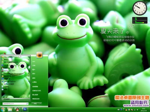 夏天来了之可爱青蛙电脑桌面主题 XP/VISTA/WIN7版软件截图（2）