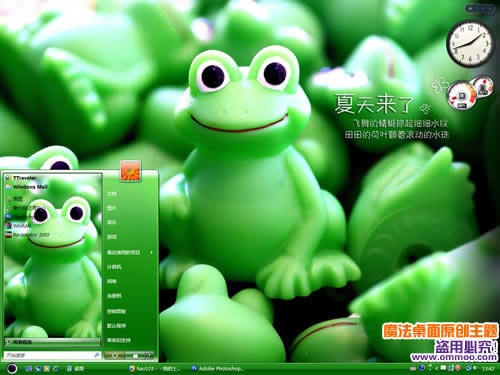 夏天来了之可爱青蛙电脑桌面主题 XP/VISTA/WIN7版软件截图（3）