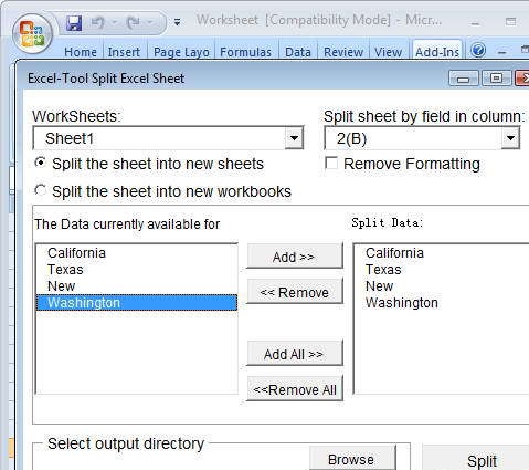 Excel-Tool Split Excel Sheet 10.3.7软件截图（1）