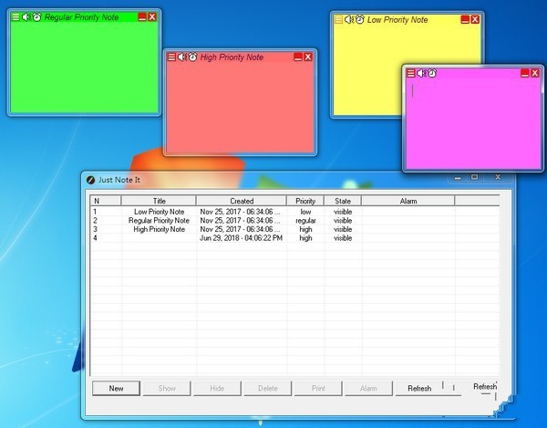 JustNoteIt彩色桌面便签工具 1.3软件截图（1）