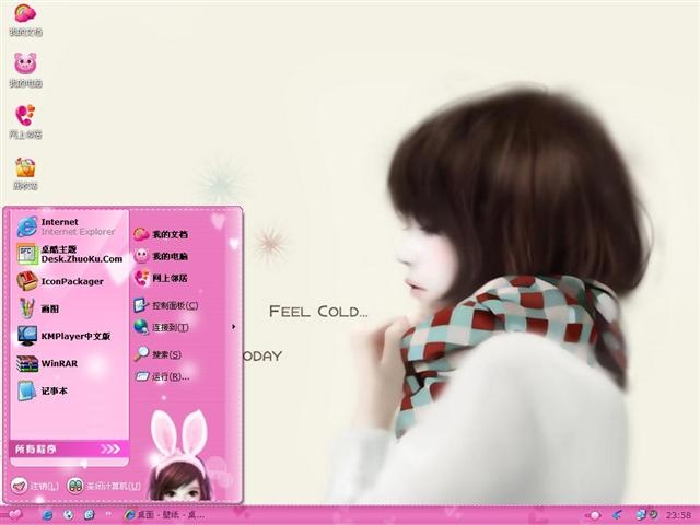 红粉佳人电脑桌面主题 XP版软件截图（1）