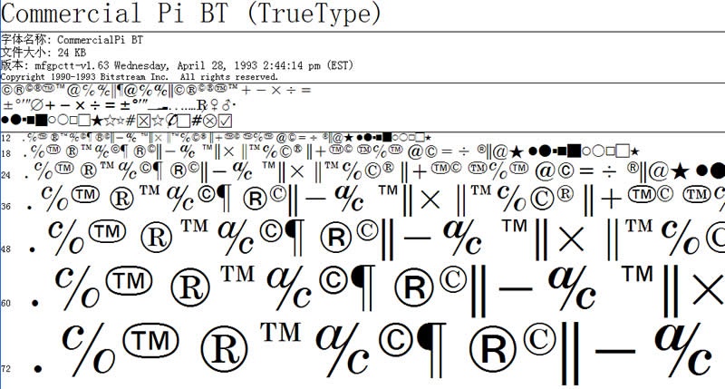 英文字体Commercial Pi BT软件截图（1）