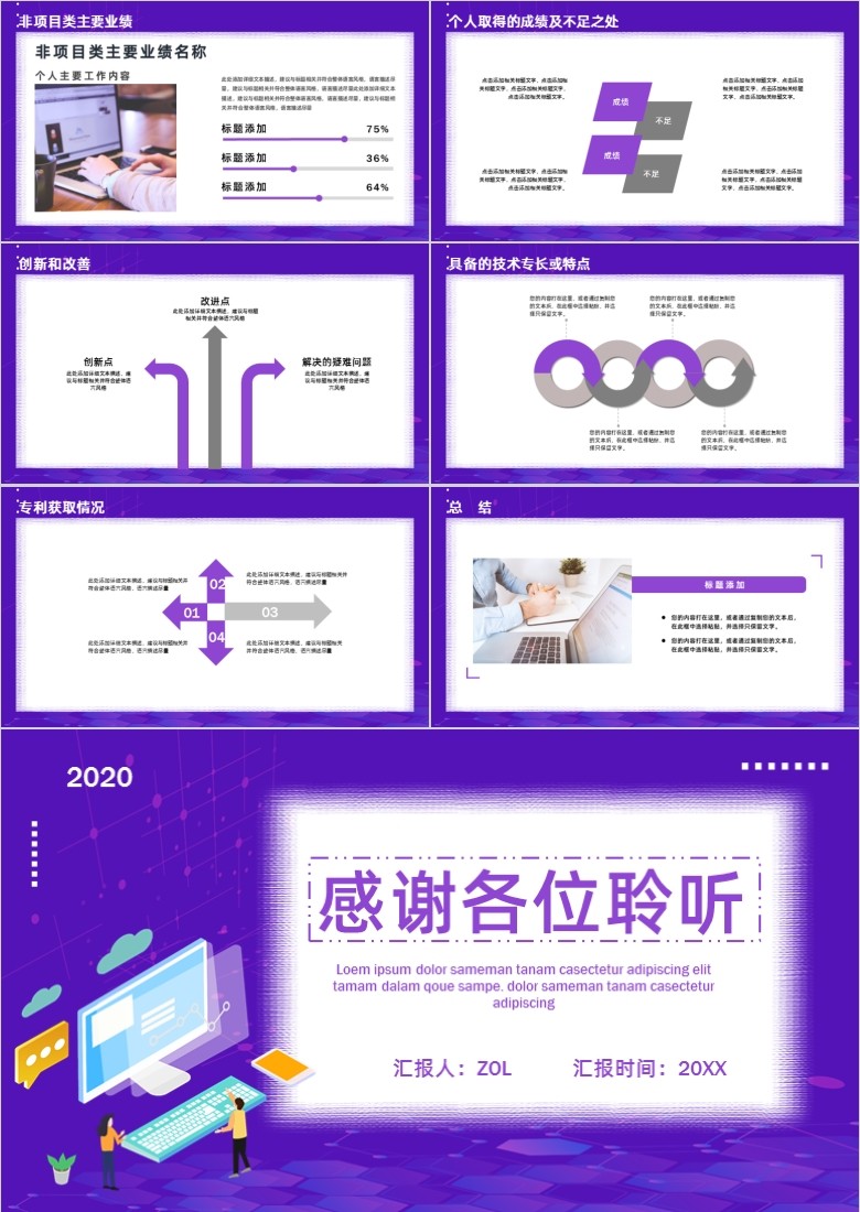 蓝色述职PPT模板软件截图（3）