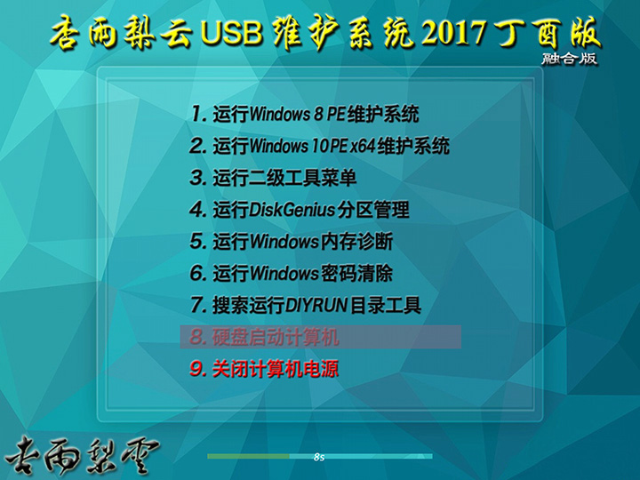 杏雨梨云USB维护系统 2017软件截图（1）