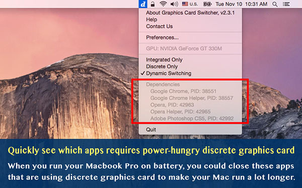 Graphics Card Switcher For Mac 2.3.1软件截图（1）