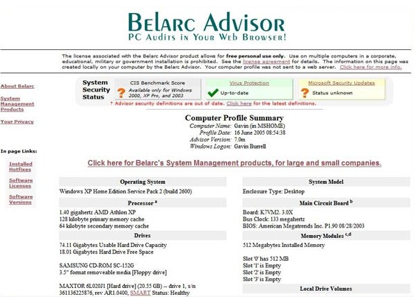 Belarc Advisor 7.2x [7.2.24.19]软件截图（2）