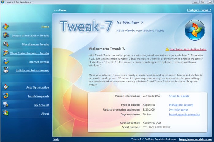 Tweak-7 1.0 Build 1061软件截图（2）