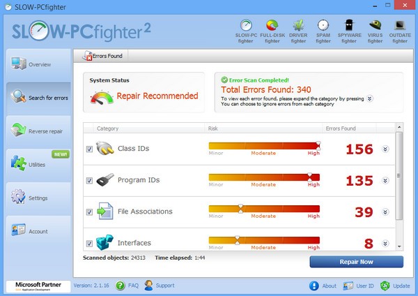 注册表清理工具SLOWPCfighter 官方版软件截图（1）