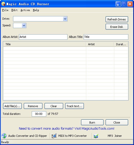 Magic Audio CD Burner音乐cd刻录软件 1.2.2软件截图（1）