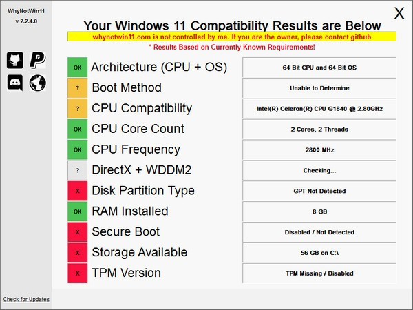 WhyNotWin11(Win11升级检测工具) 2.4.3.2软件截图（1）