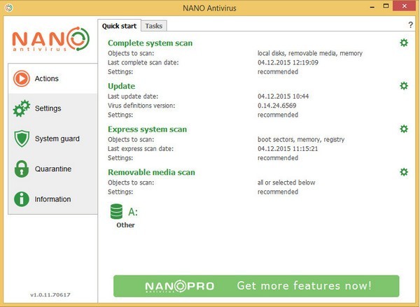 NANO AntiVirus杀毒软件 1.0.146软件截图（1）