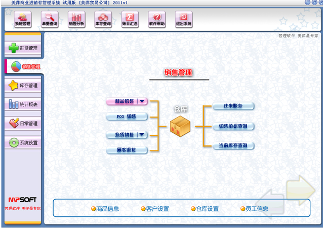 美萍商业进销存管理系统 2018v1软件截图（1）